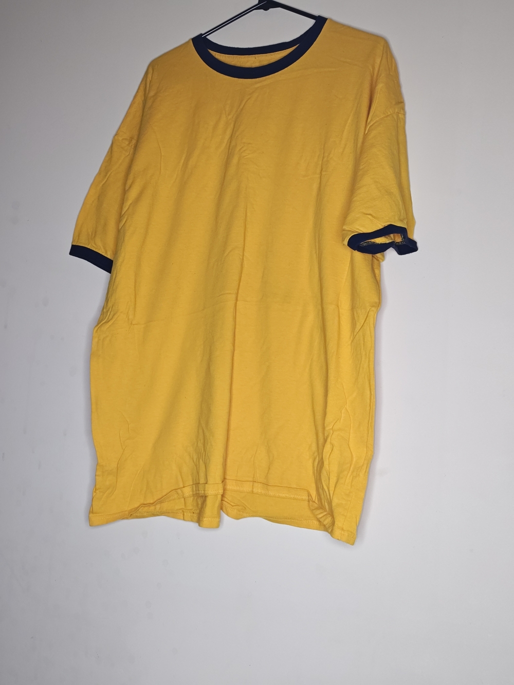 Champion Yellow Short Sleeve Ringer Tee with Navy Trim XXL